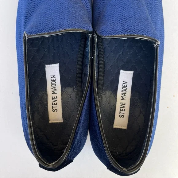 Steve Madden Velvet Loafers Men’s Size 9 Chevron Embossed Cobalt Blue - Picture 12 of 13